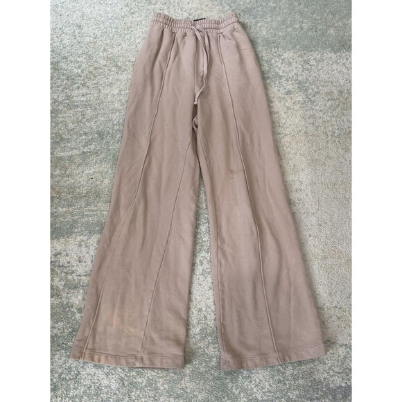 Daily Drills 100% Cotton Size XS/S Womens Wide Leg Tan High Waisted Sweatpants - Picture 1 of 11